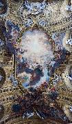 The Worship of the Holy Name of Jesus, with Gianlorenzo Bernini, on the ceiling of the nave of the Church of the Jesus in Rome. Giovanni Battista Gaulli Called Baccicio
